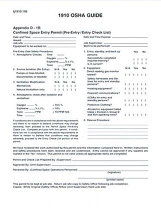 Picture of 35355 - CONFINED SPACE PERMITS: CHECKLIST