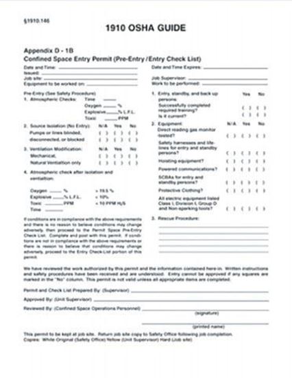 Picture of 35355 - CONFINED SPACE PERMITS: CHECKLIST